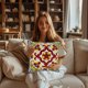 thumbnail image 5 of Funda de almohada floral bordada | Funda de cojín decorativa para sofá, sillón o sala de estar | Funda de almohada de lino con cremallera invisible, 5 of 6