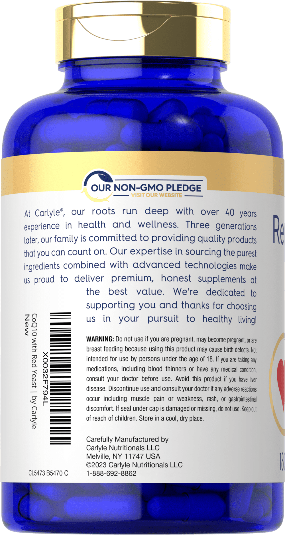 Red Yeast Rice with CoQ10 | 1420mg | 180 Capsules | by Carlyle