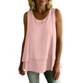 thumbnail image 4 of TGSLY Women's Crew Neck Double Layer Chiffon Tank Tops Flare Hem Swing Sleeveless Tunic Shirt Loose Flowy A-Line Fit Solid Color Blouse XXL, 4 of 9