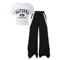 thumbnail image 3 of Gyexs Size 7-8 Girls Back to School Outfits Short Sleeve Shirts & Sweatpants Set with Pockets Summer Clothes Sweatsuit #02 Black 7-8 Years, 3 of 8