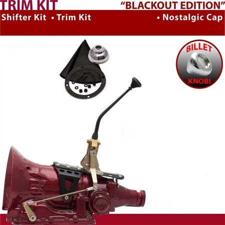 American Shifter FMX Shifter Kit Black 10 in. Trim Kit Push Button Cap Black Boot Billet Knob for EEE60