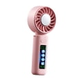 thumbnail image 3 of Ventilador de mano, ventilador personal con pantalla digital, recargable por USB, mini de mano, de refrigeración para pesca, actividades al libre Rosa, 3 of 8