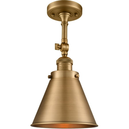 

Brushed Brass Tone Semi Flush 8 Wide Steel/Cast Brass Medium Base LED 1 Light Fixture