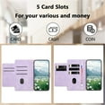 thumbnail image 4 of Leather For Motorola Moto G 5G 2025 Case Tulip Embossed 5-card  Flip Wallet Leather Case with Card Holder Magnetic Closure ,Detachable Wrist Strap,Shockproof Phone Cases Cover,Purple, 4 of 9