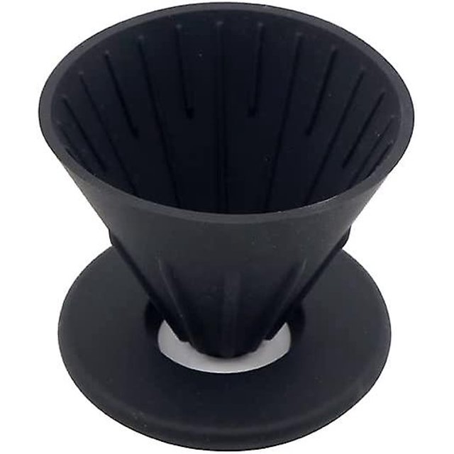 Soporte para filtro de café de silicona: soporte para hacer café sin cafetera mientras viaja o en casa (negro)