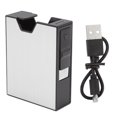 thumbnail image 1 of Rechargeable Cigarette Case with Lighter for 20pcs Windproof Tungsten Wire Lighters Cigarette Box Silver, 1 of 4