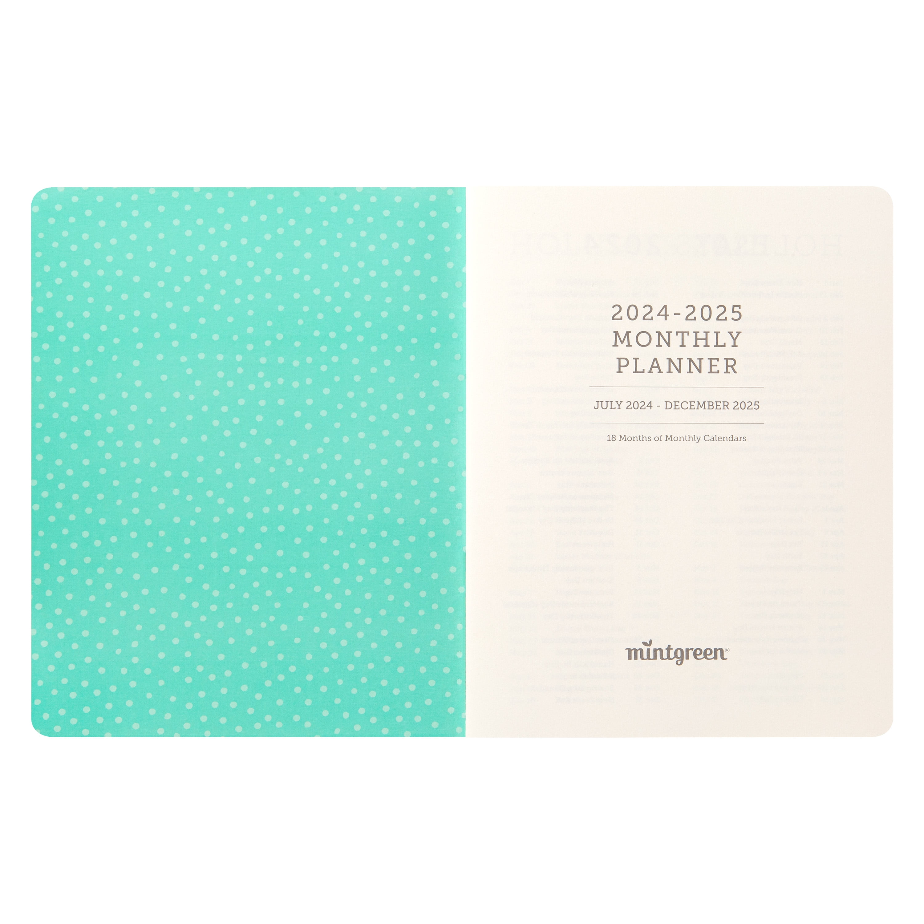 2024 - 2025 Mintgreen MW Flexible Monthly Mushroom Planner
