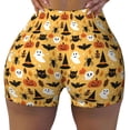 thumbnail image 2 of Haiem Halloween Ghost Pumpkin No Front Seam Biker Shorts for Women Yoga Workout Gym Bike Shorts with Tummy Control Moisture-Wicking-Small, 2 of 9