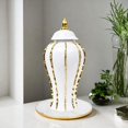 thumbnail image 5 of Ceramic Vase Porcelain Ginger Jar Chinese Handicraft with Lid and Tray Decorations Ornament for Party Apartment Desktop Floral Arrangement M Gold, 5 of 8