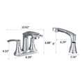 thumbnail image 6 of MAYEERTY 4" 2-Handle Centerset Bathroom Faucet with Pull Out Sprayer, Stainless Steel & Brass, Chrome, 6 of 6