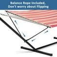 thumbnail image 4 of SUNCREAT Outdoor Hammock with 12ft Steel Stand, 146” (L) x 55.1” (W) x 44.1” (H), Red Stripes, 4 of 6