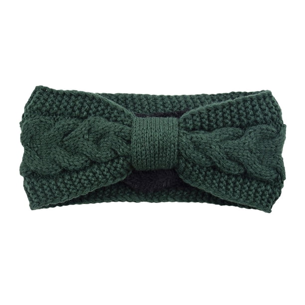 Sonducket Diademas tejidas con lazo elástico, forro polar de ganchillo, ajustable, ancha, cálida, calentador de orejas, diadema, regalos para mujer Accesorio para el cabello Verde negruzco Sonducket AP009571-17B