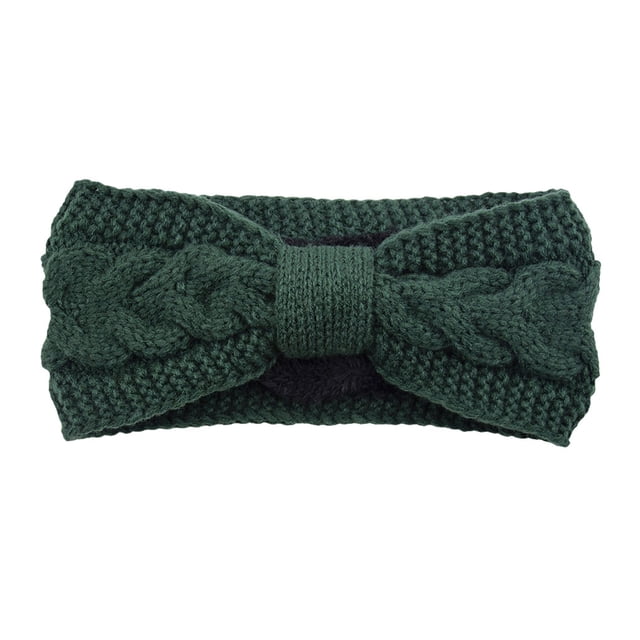 Sonducket Diademas de ganchillo invierno elástico de punto de punto ancho cálido grueso Universal calentador de orejas diadema regalos para mujeres Accesorio para el cabello Verde negruzco Sonducket AP009571-17B