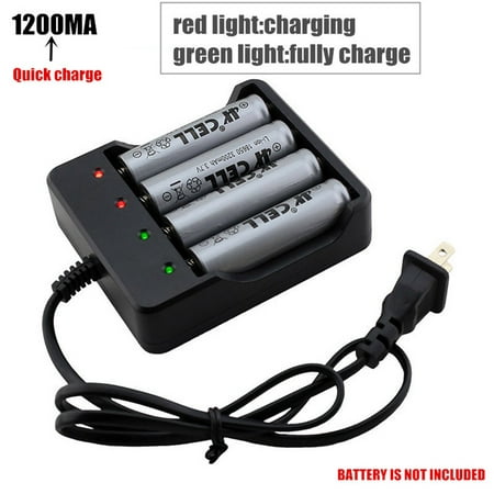 4 Independent Slots Universal Battery Charger for 18650 26650 Flashlight Torch battery 22650 17670 18490 17500 18350 16340 14500 10440 Rechargeable Battery Short-Circuit Protection (No batteries