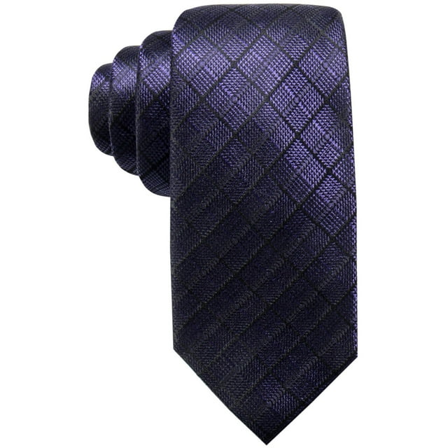 Ryan Seacrest Mens Checks Self-tied Necktie, Purple, One Size
