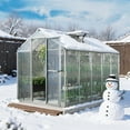 thumbnail image 2 of Aoodor 6' x 10' Outdoor Greenhouse, Walk-in Polycarbonate Greenhouse with Aluminum Frame for Outside Backyard, Silver, 2 of 9