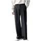 thumbnail image 2 of Pantalones largos para hombre, color liso, con cremallera, botones, pierna recta, pierna ancha, pantalones de traje casuales, pantalones de poliéster para hombre, 2 of 7