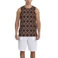 thumbnail image 6 of Rocae Brown Gold Grid for Men's Basketball Jersey Lightweight and Breathable Athletic Tank Top,Quick-Drying Sports Jersey, 6 of 9
