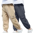 thumbnail image 2 of Gamivast Boys' 2-Pack Cargo Pants Elastic Waist Drawstring Casual Trousers Loose Fit Joggers with Side Pockets Comfortable Everyday Playwear, 2 of 8
