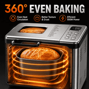 Bread Maker, 17-in-1 2LB Amumu Automatic Bread Machine, LCD Display, Beginner-Friendly Controls, Nonstick Pan, Delay Timer, Keep Warm, Stainless Steel, Silver