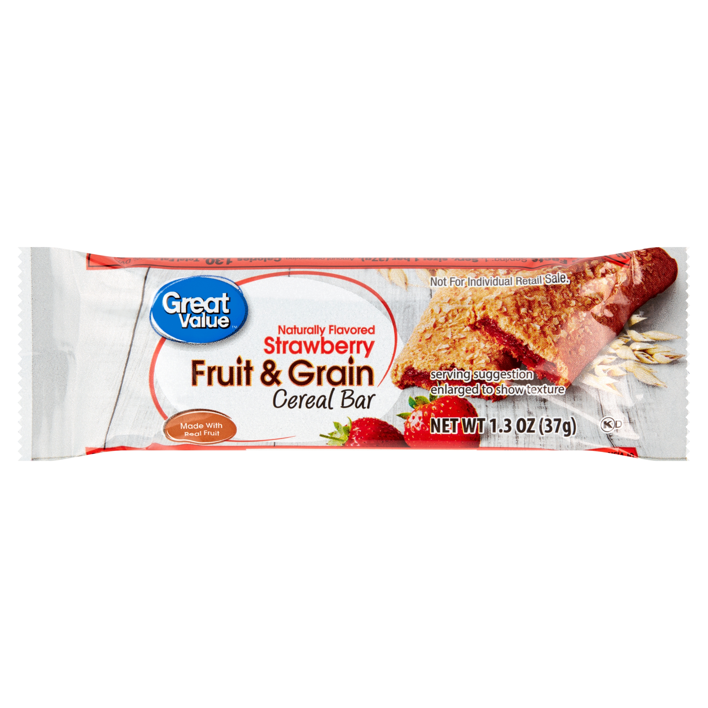 Great Value Fruit & Grain Cereal Bars, Strawberry, 1.3 oz, 8 Count - image 3 of 8