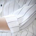 thumbnail image 3 of TSADFHJI Jupe Noire Grande Taille Satin Mode Robe Chemise Femme Manches Longues Col Rayé Robe Décontractée TG Blanc, 3 of 9
