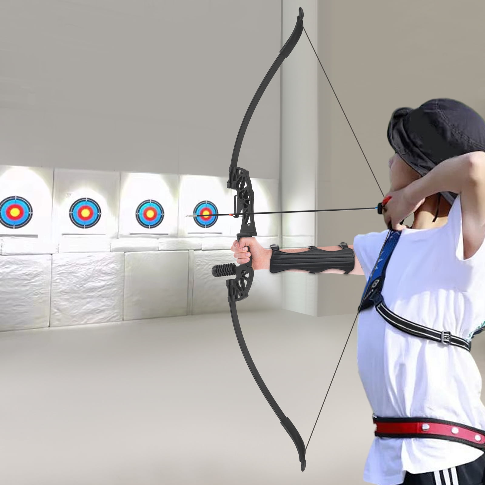 Archery Compound Bow Kit, 40lbs Right-Handed Bow with Rubber Handle, Arm Guards, and Arrow Bag for Target and Field Archery