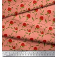 thumbnail image 3 of Soimoi Crepe Silk Fabric Leaves & Strawberry Fruits Decor Fabric Printed Yard 42 Inch Wide, 3 of 3