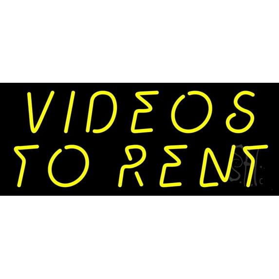 Yellow Videos To Rent LED Neon Sign 10" Tall x 24" Wide - inches Black Square Cut Acrylic Backing, with Dimmer - Premium built indoor Sign for Storefront.