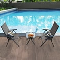 thumbnail image 3 of Costway Ensemble Bistro 3 Pcs Chaises Pliantes Réglables Table Carrée en Verre Jardin, 3 of 8
