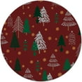 thumbnail image 3 of Round Area Rug 4ft Green Merry Christmas Tree Xmas Snowflake,Red Circular Mat Floor Carpet for Living Dining Room Bedroom, 3 of 4