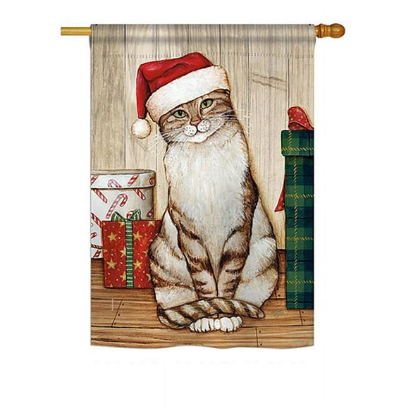 Breeze Decor BD-XM-H-114192-IP-BO-DS02-US Christmas Kitty Winter - Seasonal Christmas Impressions Decorative Vertical House Flag - 28 x 40 in.