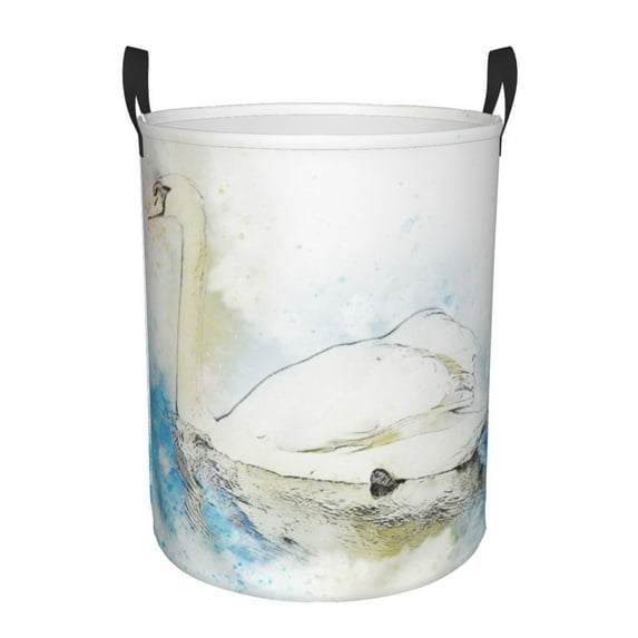 ZICANCN Watercolor Swan Laundry Basket Organizer, Dirty Clothes Hamper for Bathroom Bedroom Laundry Room, Medium Size