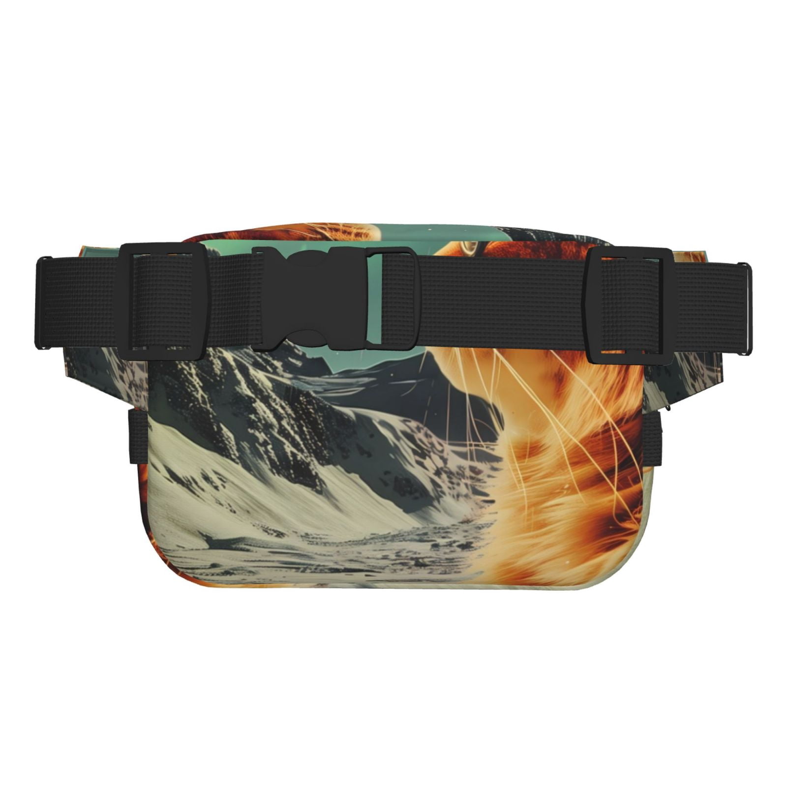 Picia Space Adventurer Cat Print Square Double-Layer Waist Bag Mini Adjustable Waist Belt Bag Exercise Running Travel Hiking