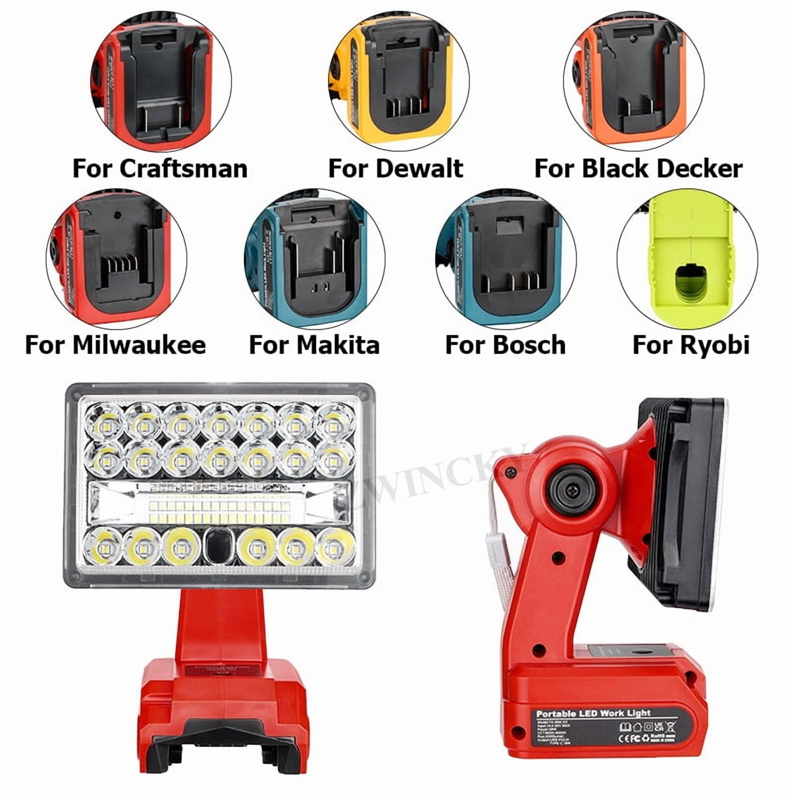 18W 2000LUMEN For Black+Dekcer 20V Battery Lamp Flood Light Flashlight LED Work Light Spotlight