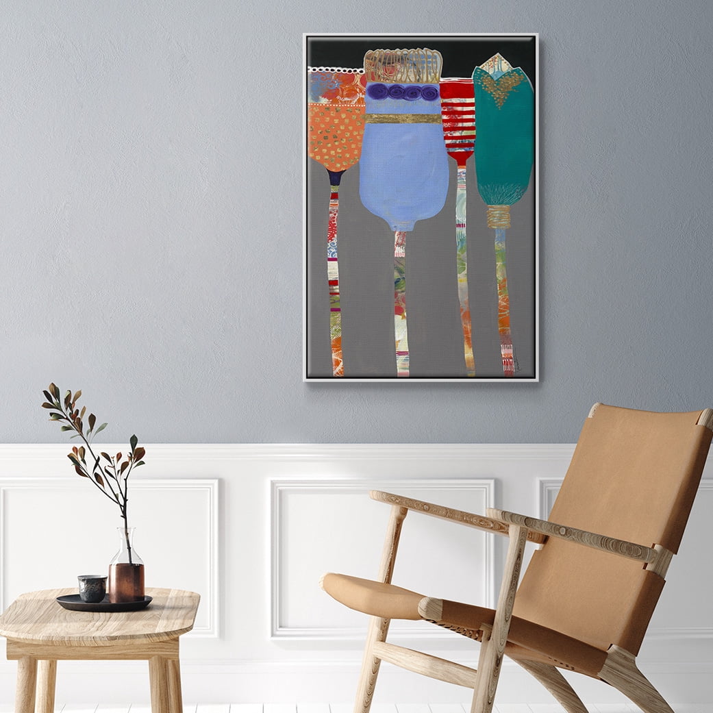 Tall Tulips Framed Premium Gallery Wrapped Canvas - Ready to Hang - 27 x 41 - White Floating Frame