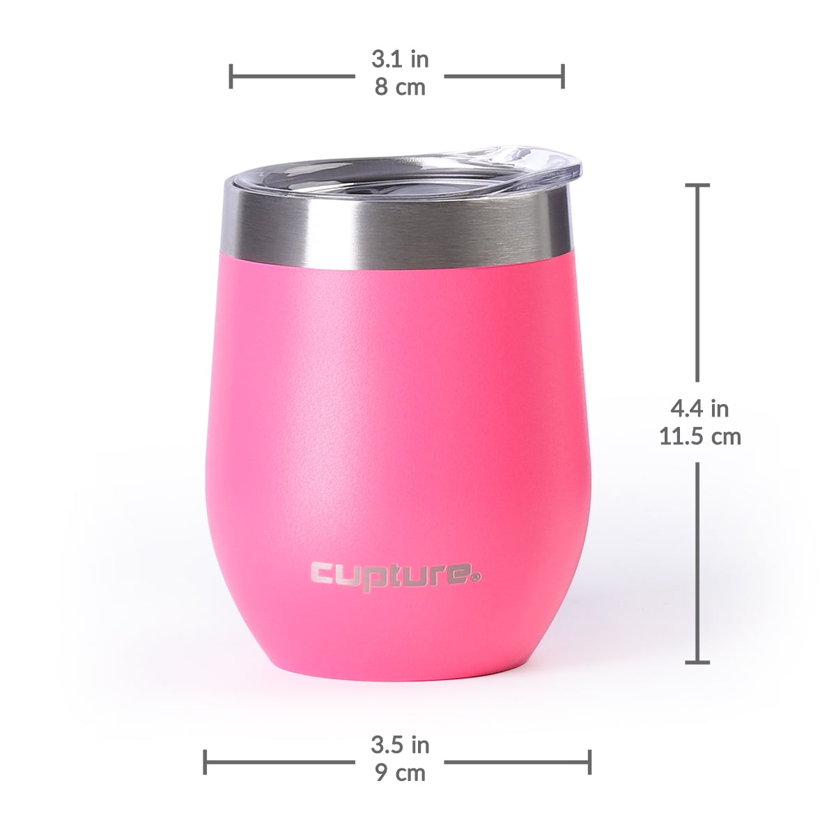 Cupture Stemless Wine Glasses 12 oz Vacuum Insulated Tumbler with Lids - 18/8 Stainless Steel (Assorted Colors)