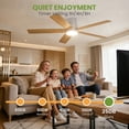 thumbnail image 4 of 52 Inch Low Profile Ceiling Fan with Light and Remote, Quiet DC Motor 3 Color Dimmable LED, Reversible Blades Flush Mount for Bedroom Living Room, Walnut Matte Black, 4 of 7