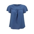 thumbnail image 4 of DARING DIVA Women's Plus Crew Neck Ruffle Casual Blouse 4X Dark Blue, 4 of 5