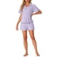 thumbnail image 2 of Conjunto de Pijamas para Mujeres INSPIRE CHIC 100% Algodón con Botones, Cuello Notch, Ropa de Dormir de Manga Corta, Traje de 2 Piezas con Bolsillos, S Púrpura, 2 of 6
