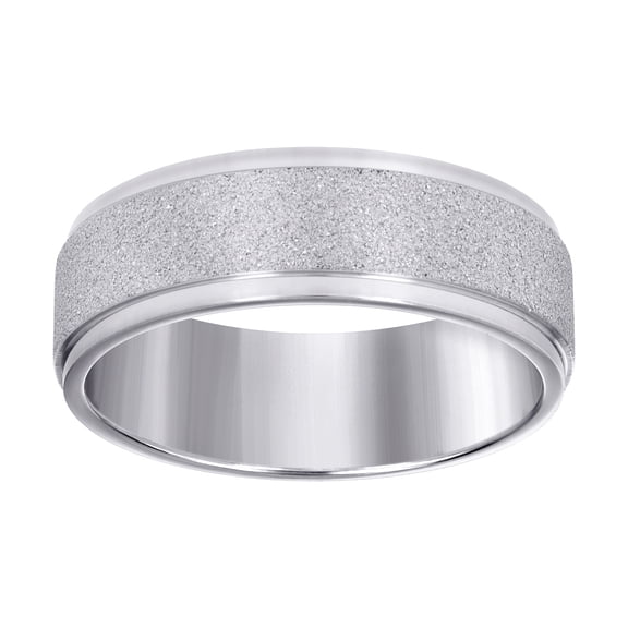 Stainless Steel Mens Stone Finish Comfort-fit Wedding Band 8mm Size 12 Wedding Band for Men