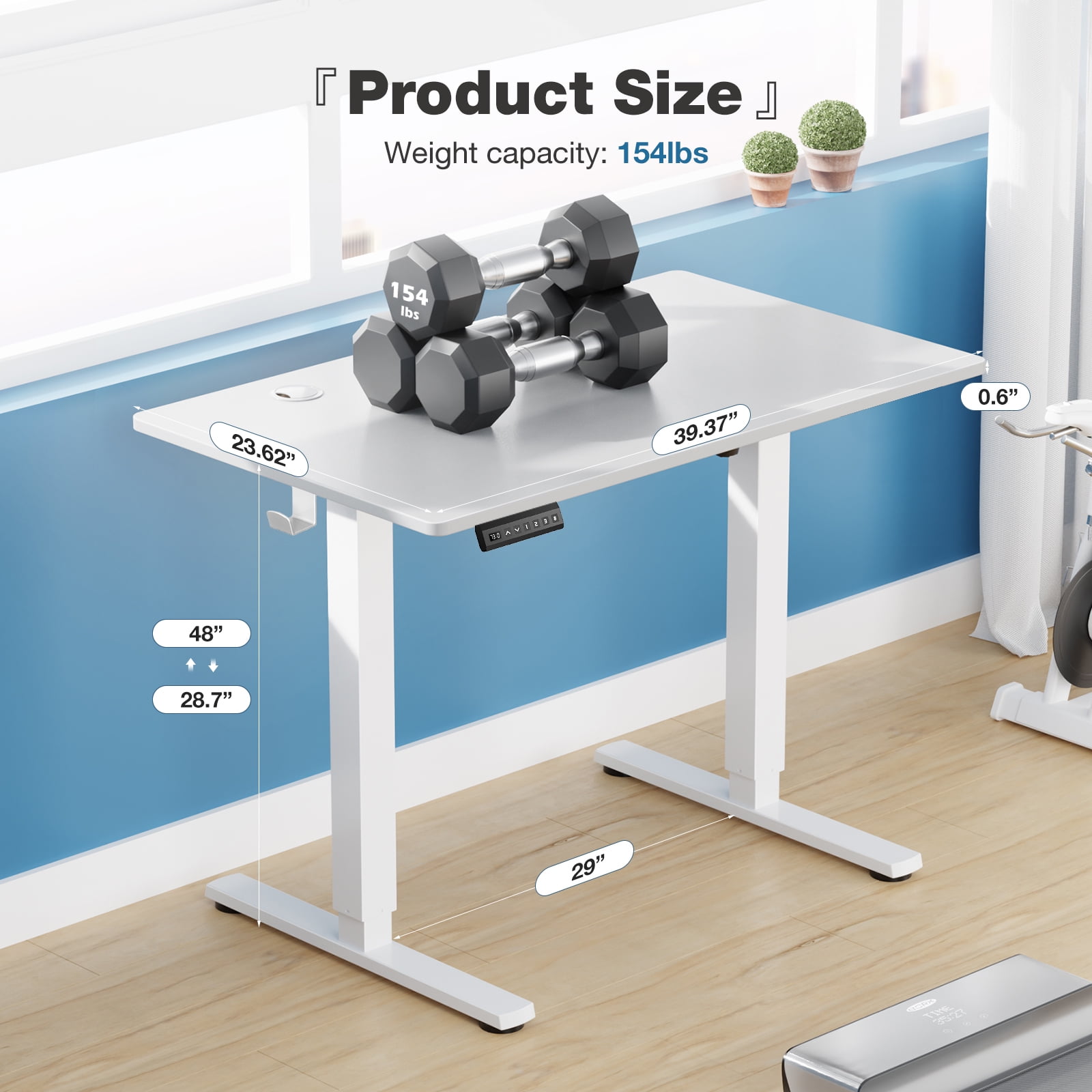 edx Electric Standing Desk, Height Adjustable Desk, 40 x 24 Inches Ergonomic Stand up Desk with Memory Preset and T-Shaped Metal Bracket for Home Office