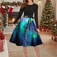 thumbnail image 2 of SuTry Women's Christmas Dress Festival Print Long Dress Round Neck Long Sleeve Casual Party Holiday Christmas Gifts Dress(Blue,L), 2 of 6