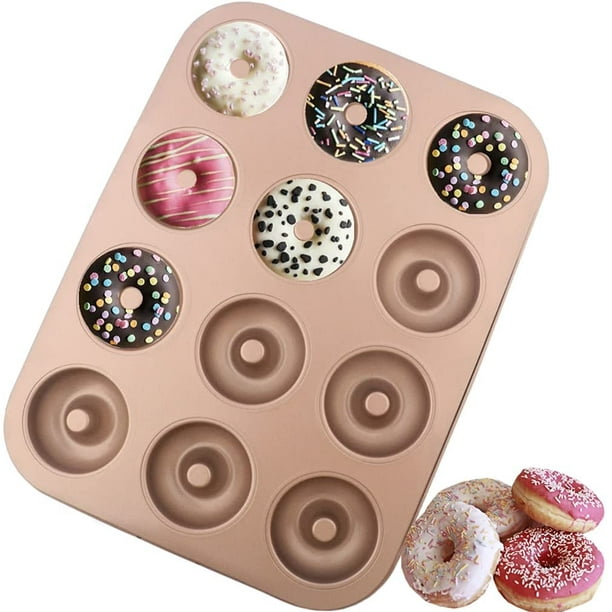 Donut Pans, 12Cavity Doughnut Pans for Baking NonStick Donut Tray Carbon Steel Bakeware for