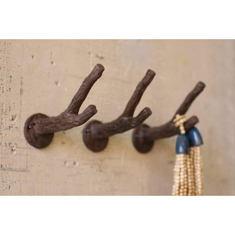 Cast Iron Branch Wall Hook - Wall Rack - Wall Mounted Coat Hook - Vintage,  Rustic, Decorative - with Screws and Anchors - 5 Long 