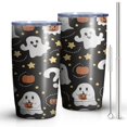 thumbnail image 2 of 20oz Tumblers Halloween Ghosts with Pumpkins and Stars Stainless Steel Vacuum Insulated Double Wall Travel Tumbler Cups Mug with Lid and Straw,Cleaning Brush for Cold & Hot Drinks, 2 of 7
