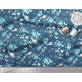thumbnail image 2 of Soimoi Blue Poly Georgette Fabric Monstera Leaves & Floral Print Sewing Fabric BTY 52 Inch Wide, 2 of 3