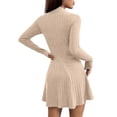 thumbnail image 4 of Women's Sweater Dress Fall Lightweight Long Sleeve Mock Neck A Line Fit and Flare Ribbed Knit Short Dresses sea blue XXL, 4 of 4