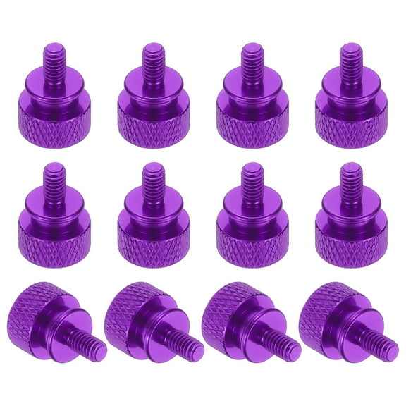 12 Pcs M4*0.7 Knurled Thumb Screw Computer Case Threaded Hand Tighten Screws for PC Case, Purple