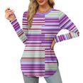Knosfe Long Sleeve Striped Tops for Women Fall Side Split Shirts Crew